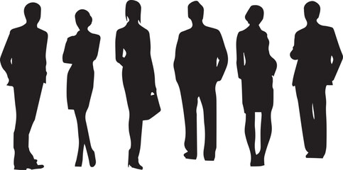 Set of People Standing silhouette vector 
