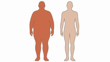 Body transformation journey illustration: Illustrating the journey of body transformation, this image shows the stark contrast between an obese and a fit body shape.