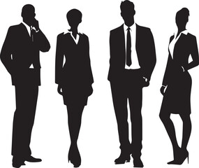 Set of People Standing silhouette vector 