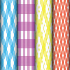 A timeless tartan plaid pattern featuring bold  overlaid with intersecting beige and taupe stripes, creating a checkered textile design perfect for fashion, fabric, and background use