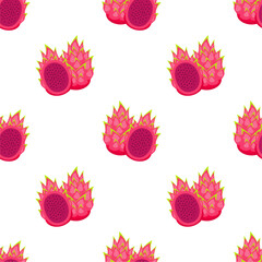 Seamless vector pattern background of dragon fruit
