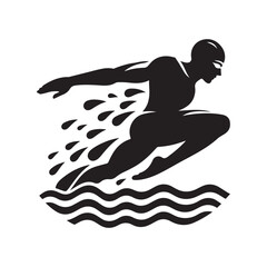 swimmers vector silhouette clip art logo designs illustrations collections. swimming sports sets.