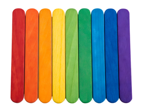 Colorful rainbow ice cream stick pattern isolated on transparent background