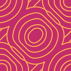 Seamless Geometric Pattern with Concentric Circles in Pink and Gold