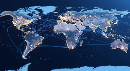Global network map world connections
