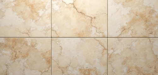 Rustic beige marble texture background with natural stone pattern. Features include detailed veins resembling cracked earth dried riverbeds on ivory ceramic floor tiles. Subtle variations in color,