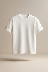 Minimalist Off-White Crew Neck T-Shirt Mockup:  Clean, Modern, and Elegant Apparel Design Template.