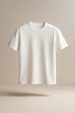 Minimalist Off-White Crew Neck T-Shirt Mockup:  Clean, Modern, and Elegant Apparel Design Template.