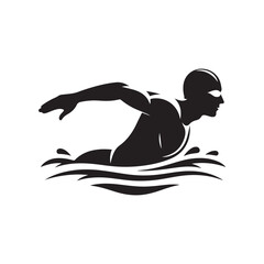 swimmers vector silhouette clip art logo designs illustrations collections. swimming sports sets.