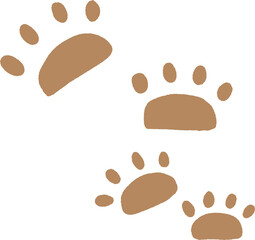 Brown Paw Print Trail Pattern – Hand Drawn Neutral Pet Footprint Clipart PNG