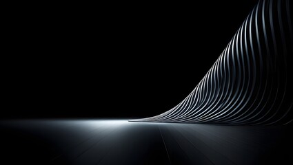 Abstract dark background with silver lines wave design for wallpaper and texture use