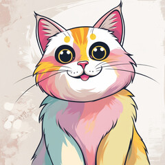 Cute smiling cat vector for editor material and children's magazine material