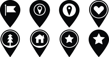 Map Markers Location Icons Set  Pin Design Elements