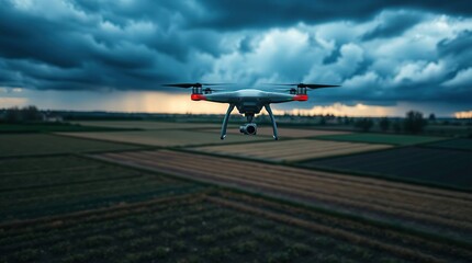 Drone Farm Stormy Sky.