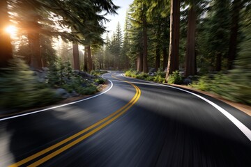 Scenic Winding Road Through Forest
