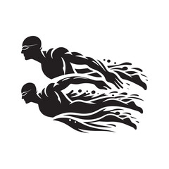 swimmers vector silhouette clip art logo designs illustrations collections. swimming sports sets.