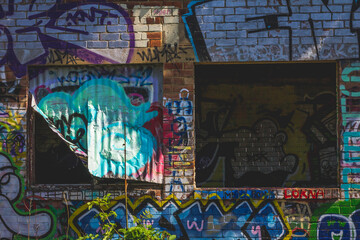 Fototapeta premium Grafitti covered ruins of Allen Brickworks