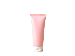 Pink cosmetic tube packaging mockup product design template beauty skincare cream container isolated on a transparent background