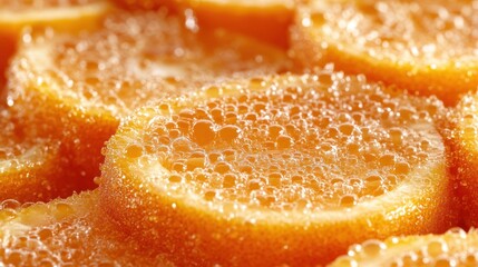 Close-up of citrus slices in soapy water