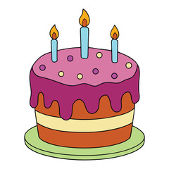 A big cartoon cake bursting with colorful frosting, topped with bright, flickering candles ready to celebrate a joyful, fun-filled birthday or special occasion!
