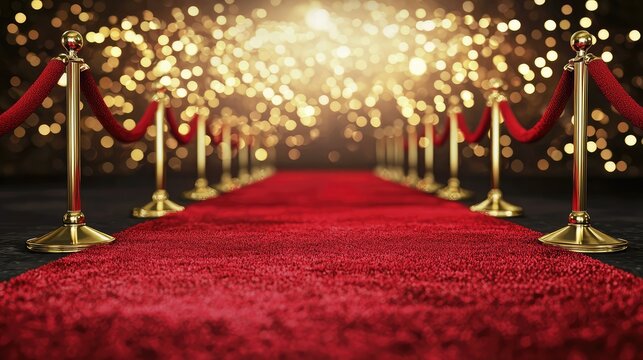 A professional awards background featuring a red carpet, velvet ropes, and gold accents for a prestigious event.