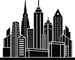 Obraz premium Vector art of city skyline with various skyscrapers isolated on white background