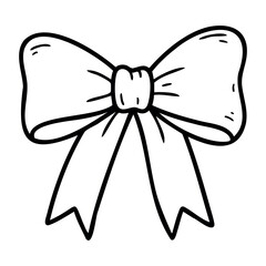 Fototapeta premium Elegant decorative bow with ribbon design. Vector hand-drawn doodle illustration