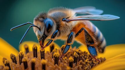 Naklejka premium Close-up of honeybee on flower