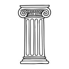 Obraz premium Intricate classical architectural column with spiral design. Vector hand-drawn doodle illustration