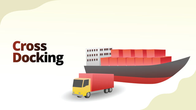 cross docking concept. The process of moving goods directly from an incoming vehicle to an outgoing vehicle without storage. supply chain management illustration vector illustration