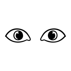 Simple outline of two cartoon eyes with bold black pupils. Vector hand-drawn doodle illustration