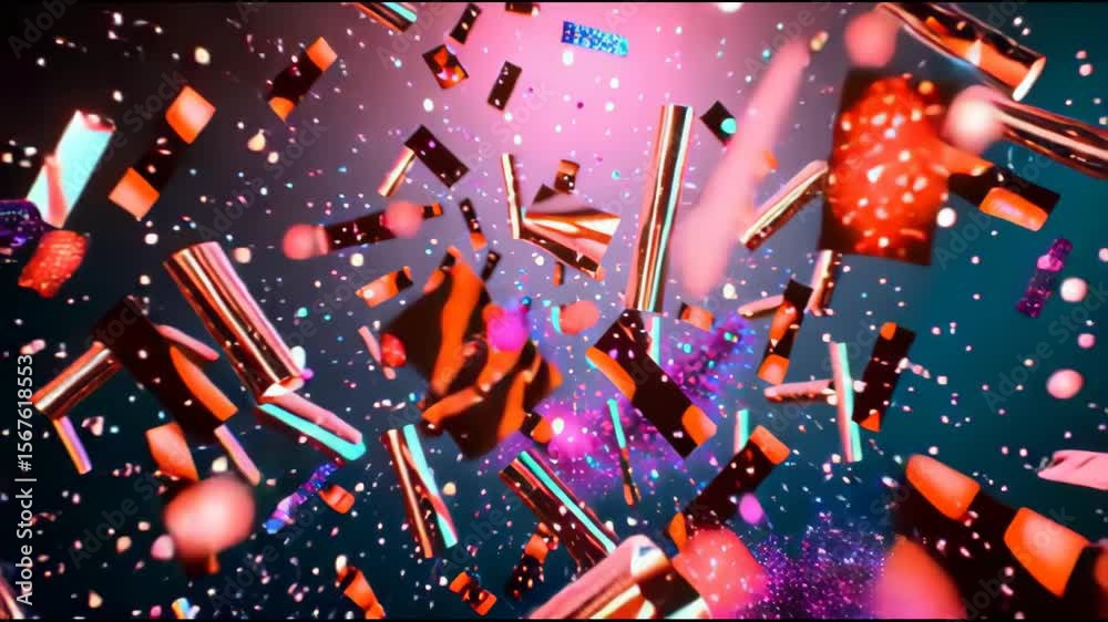 Poster colorful abstract explosion, vibrant shards in motion creating a dynamic scene, perfect for modern d
