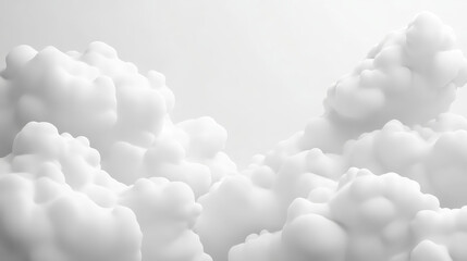 Soft white cloudscape background, fluffy cloud texture, dreamy and peaceful atmosphere
