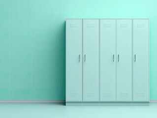 Mint-green lockers against a mint-green wall