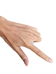 Two fingers forming a V-shape gesture, ideal for themes like peace, choice, or body language in...