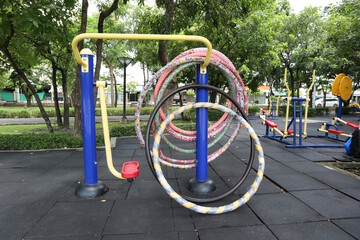 Hula hoop,Outdoor exercise machines in public park