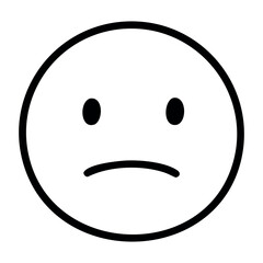 Fototapeta premium Simple sad face emoji with frown and downturned eyes. Vector hand-drawn doodle illustration