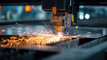 Modern Industrial Scene with Factory and Heavy Machinery