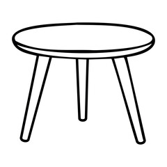 Minimalist three-legged round stool design. Vector hand-drawn doodle illustration
