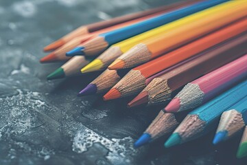 Premium Quality Picture of a Collection of Different Colored Pencils and a White Paper