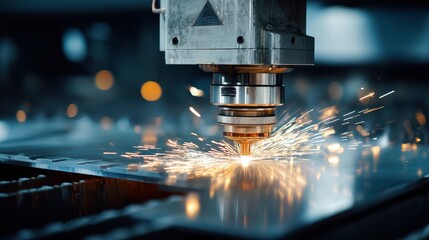 Modern Industrial Scene with Factory and Heavy Machinery