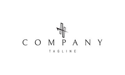 A vector logo featuring an abstract image a simplified silhouette of a city skyline rendered in a minimal, geometric style.