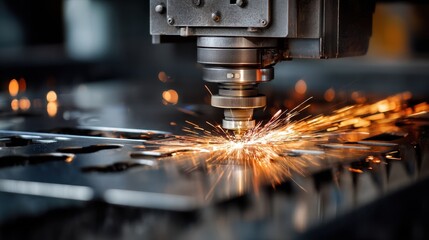 Modern Industrial Scene with Factory and Heavy Machinery