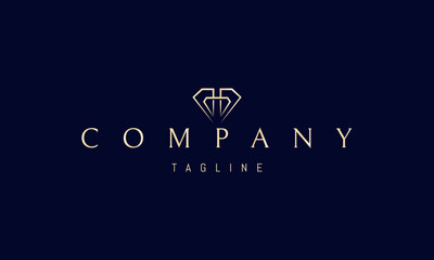 A vector golden logo featuring an abstract image a diamond shaped silhouette with the letter H placed at its center in a clean, geometric style.