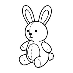 Obraz premium Cute plush bunny toy outline with stitch detailing. Vector hand-drawn doodle illustration
