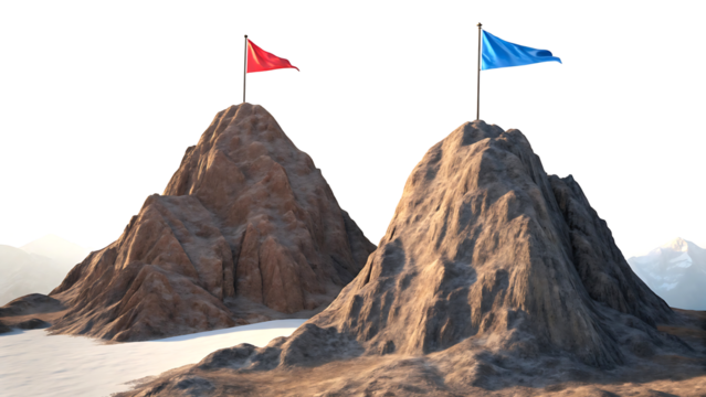 Mountain Summit with Flag Icon – Minimalist Adventure Achievement Concept