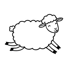 Obraz premium Playful cartoon sheep sketch with curly wool and cute face. Vector hand-drawn doodle illustration