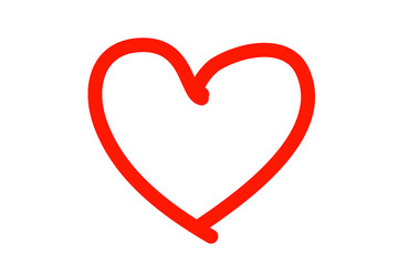 Red hand-drawn heart outline. Transparent PNG for love cards, love icons, romantic decor, scrapbook, stickers, posters