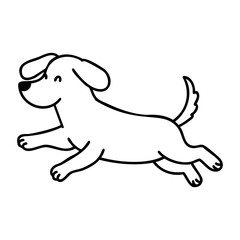 Fototapeta premium Playful cartoon dog illustration in a joyful running pose. Vector hand-drawn doodle illustration