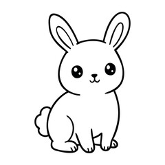 Cute kawaii-style cartoon bunny with big eyes and ears. Vector hand-drawn doodle illustration